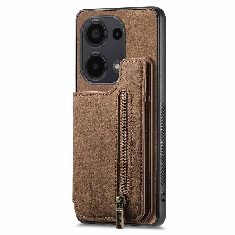 Retro Skin Wallet Back Cover for Redmi Note 13/K70/K70E/K70 Pro, for Google Pixel 9 Pro Card Slots Zipper Style case Cover