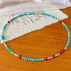 Vintage Artificial Turquoise Natural Chalcedony Collarbone Chain Necklace