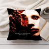 MMarilyn Manson Rock Cushion Cover Silky Short Plush Invisible Zipper Dustproof Sofa Pillow Case for Home Decor