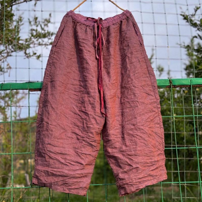 

Johnature Женские винтажные однотонные широкие брюки с эластичной талией, летние брюки, свободные длинные женские брюки One Size