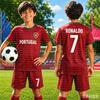 2026 Speciale N.7 Ronaldo Fan Maglietta da Calcio Set Pantaloncini Donna Uomo Maglietta e Pantaloncini per Tifosi del Portogallo Estate Bambini Set 2 Pezzi