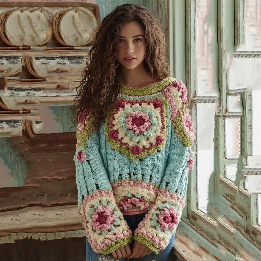 Maglione da donna a girocollo largo con stampa natalizia, maglione casual alla moda