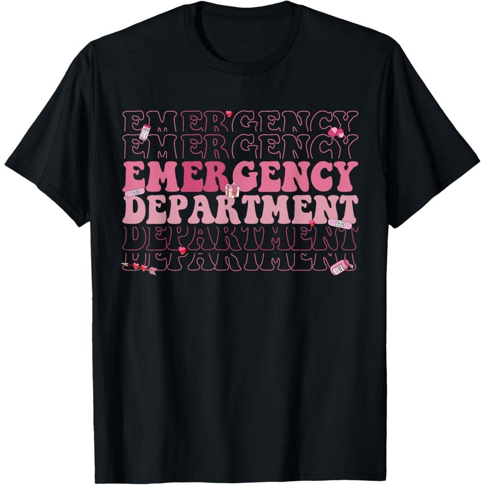 Vintage Emergency Department Valentine Emergency Room Nurse T-Shirt S чёрный