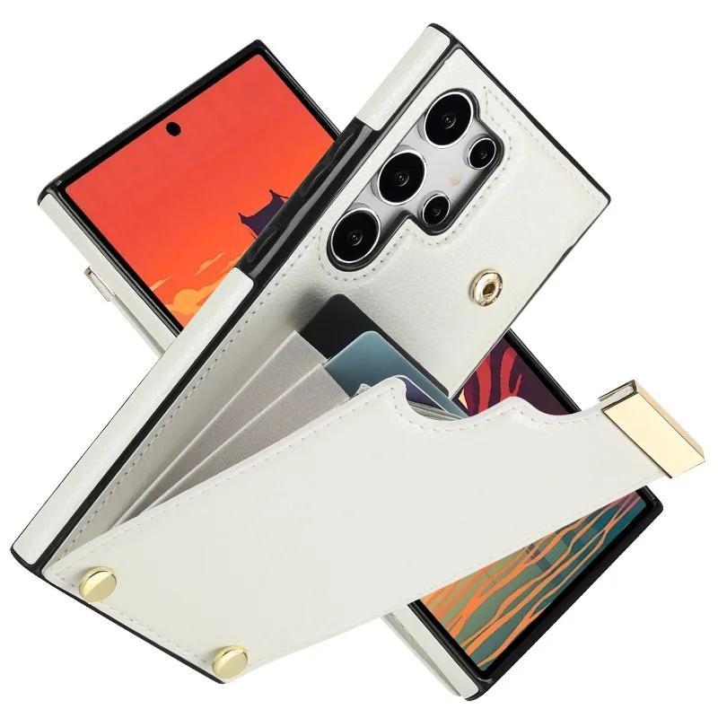 Hülle aus Leder mit Kartenfach für Samsung Galaxy S21 S23 FE S25 S24 S22 Ultra Plus A15 A54 A35 A55 A36 A56 A26 Brieftaschenhülle