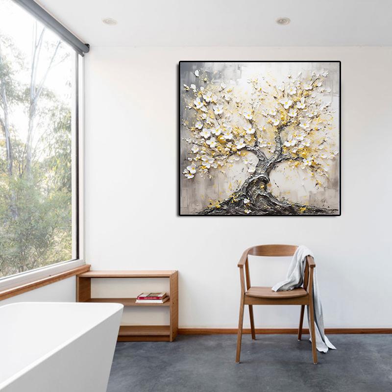 Eleganter Baum aus Blattgold Leinwand Wanddeko Landschaft Modernes Wohnzimmer Heimdeko Elegantes dekoratives Gemälde