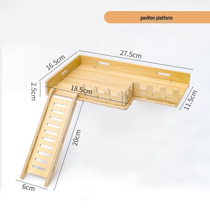 Two-Story Luxury Hamster Villa with Wood Partition, Stairs, and Platform