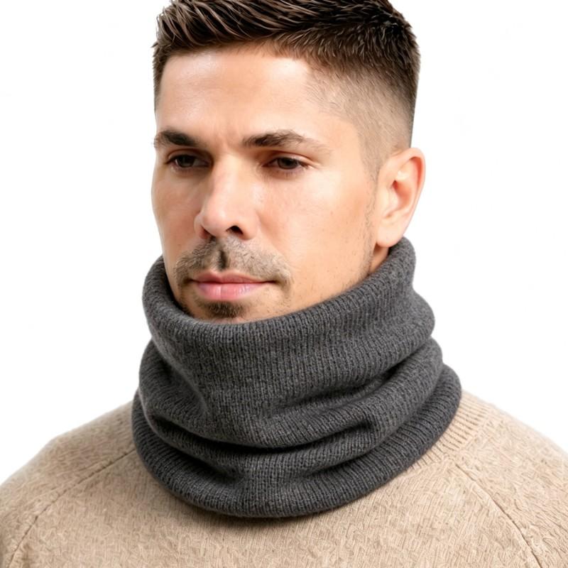 Unisex Knitted Neck Warmer Scarf Winter Fleece-Lined Thick Hooded Gaiter Cycling Outdoor Cold Weather