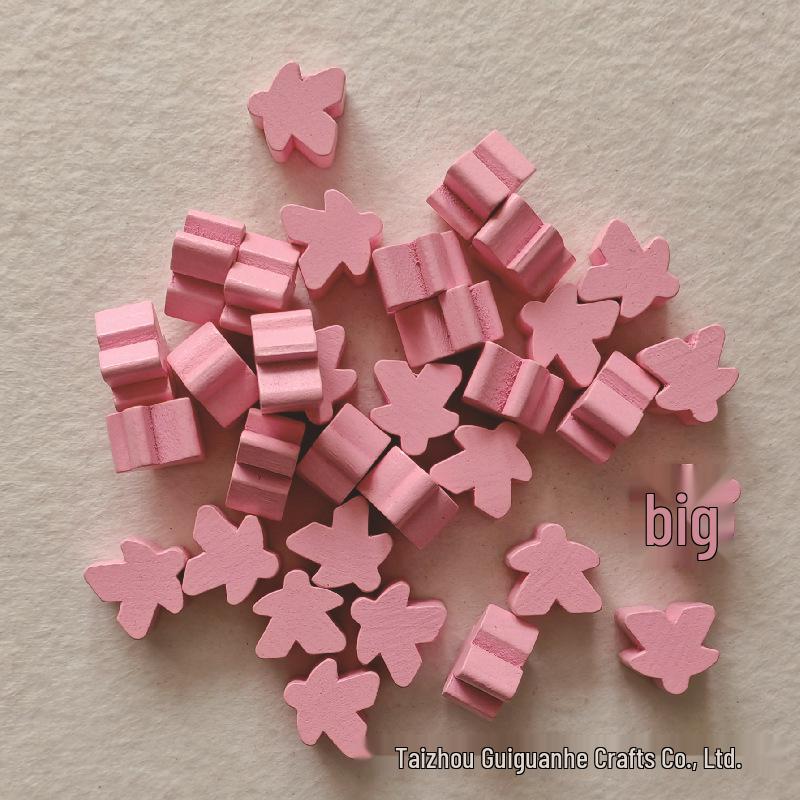 

Красочные деревянные миплы - игровые токены для Каркассона - Мультяшные шахматные фигуры 16x16x10mm розовый