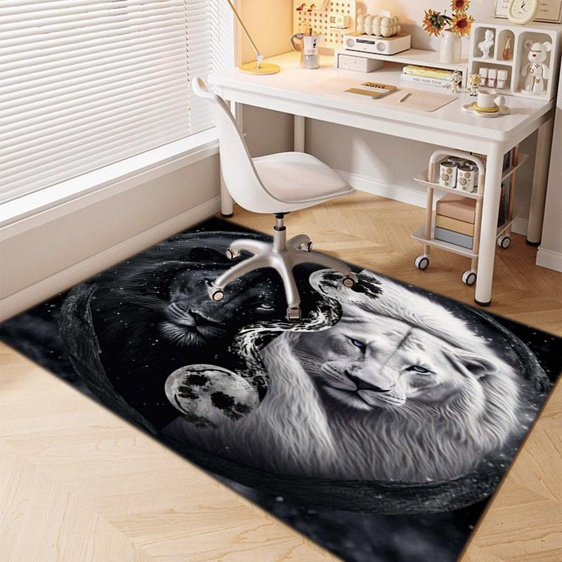 1PC Lion Pattern Printed Carpet Rug for Living Room Bedroom Home Sofa Decoration,Non-slip Floor Mat Floor Mat
