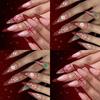 Elegant French Tip Glitters Press On Nail 48PCS Set Long Coffin Shape Snowman Christmas Theme Artificial Nail For Gift