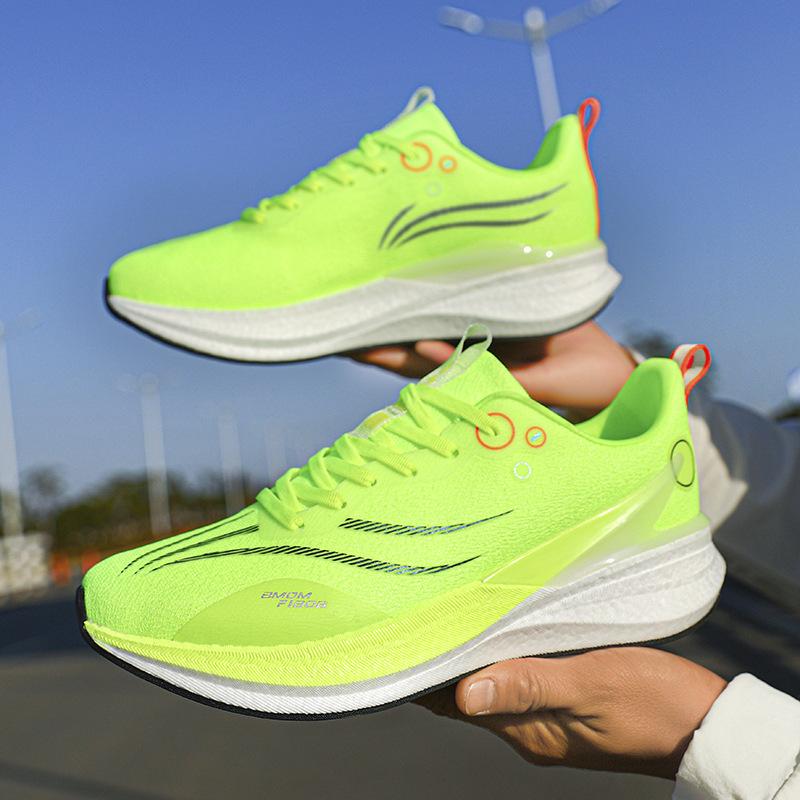 New Carbon Board Running Shoes Men's Spring and Autumn Youth Ultra-light Professional Racing Student Sports Shoes Lightweight and Breathable