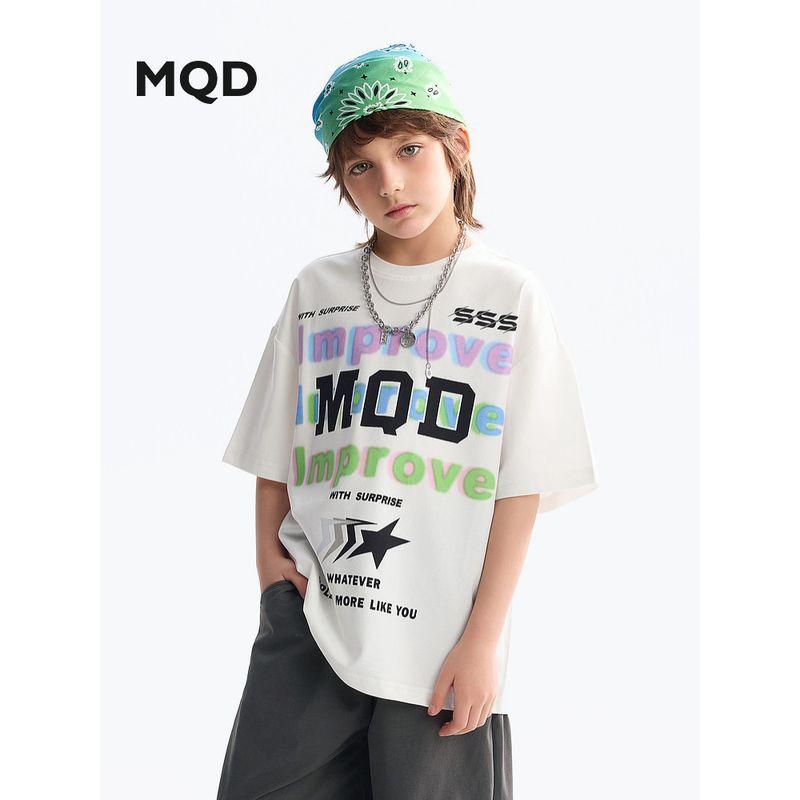 and Quick-Drying] Mqd Kidsren's Clothing Kidsren's Round-Neck T-Shirt Summer New Style Boys' Short-Sleeved Lettered Bottoming Shirt