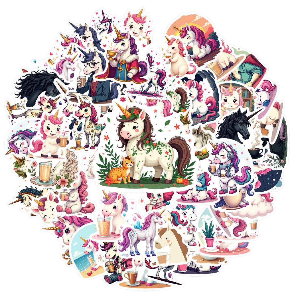 35-150pcs Unicorn Stickers Cute Pony Graffiti Sticker Kawaii Animal Stationery Sticker Decals Classroom Learning Rewards