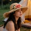 Wide Brims Beach Cap Elegant Straw Fisherman Hat With Floral Accents For Women Outdoor Beach Vacation And Sun Protection