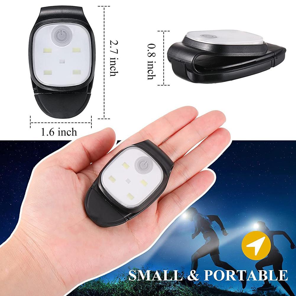 LED Clip Lamp 4 Lighting Modes Running Clip Light Safety Warning for Jogging Night Walking for Fishing Hiking USB Rechargeable 5