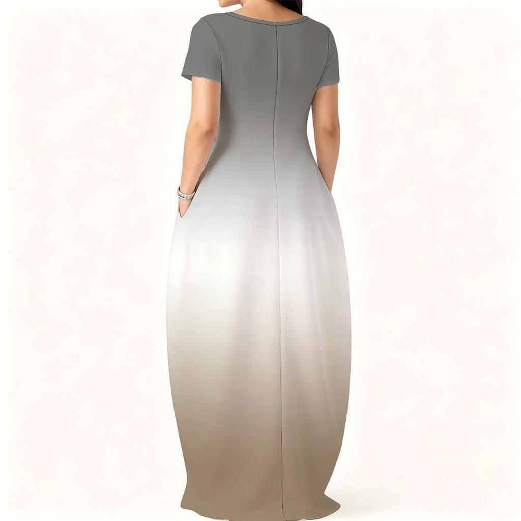 Plus Size Crew Neck Short Sleeve Dress For Women Summer Indoor And Outdoor Wear
