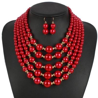 Women Fashion Jewelry Necklace and Earring Handmade Multi-layer Necklace Charming