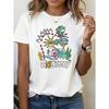 Women's Holiday Theme Art Style T-Shirt - Colorful Abstract Sun & Wave Graphic Casual Short Sleeve, Stylish Daily Travel Top