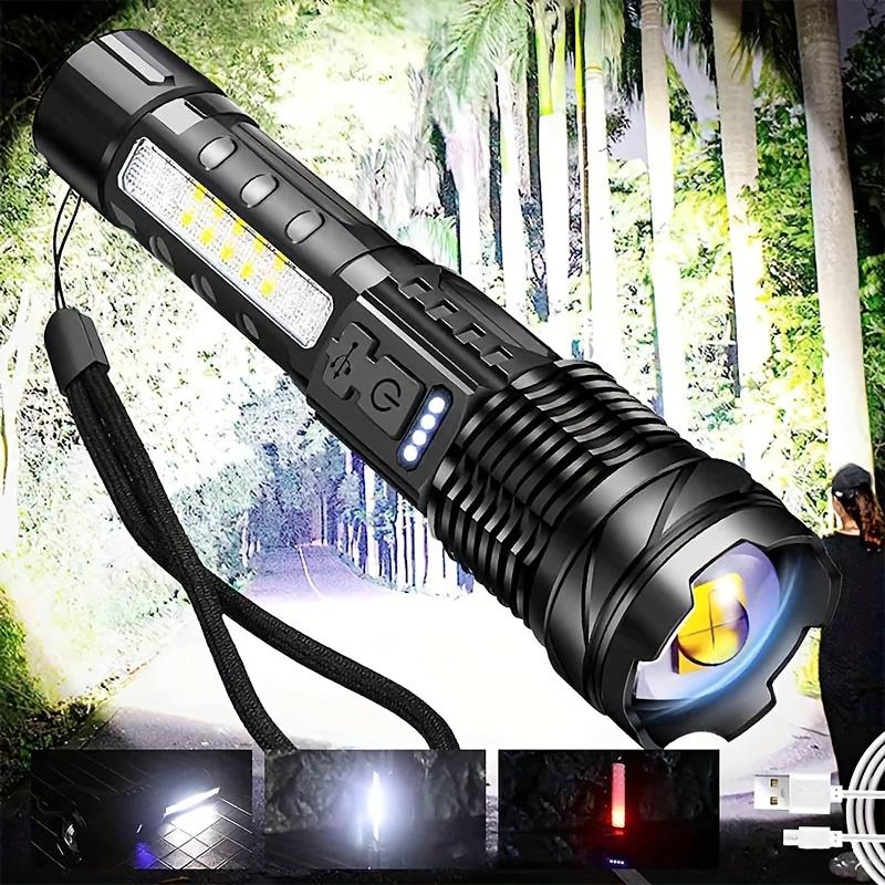 

8000LM Tactical Flashlight - Zoom,XHP50, USB Rechargeable, COB Side Light, Waterproof, Warning Light, Outdoor Camping Lighting 1500LM-highlight