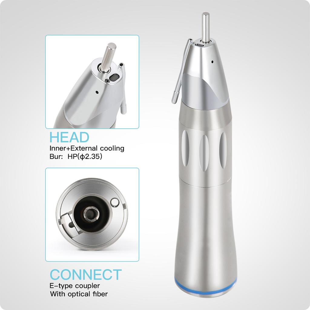 AZDENT Dental Contra Angle LED Fiber Optic Low Speed Handpiece E-type Push Button Type Chuck Handpiece 1:1/1:5/20:1/1:4.2