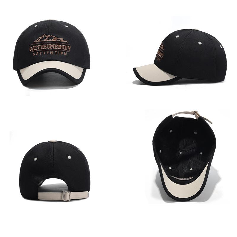 Baseballkappe mit kurzem Schirm, farblich passende Buchstaben, atmungsaktiv, weiches Oberteil, Unisex, Outdoor-Sonnenhut