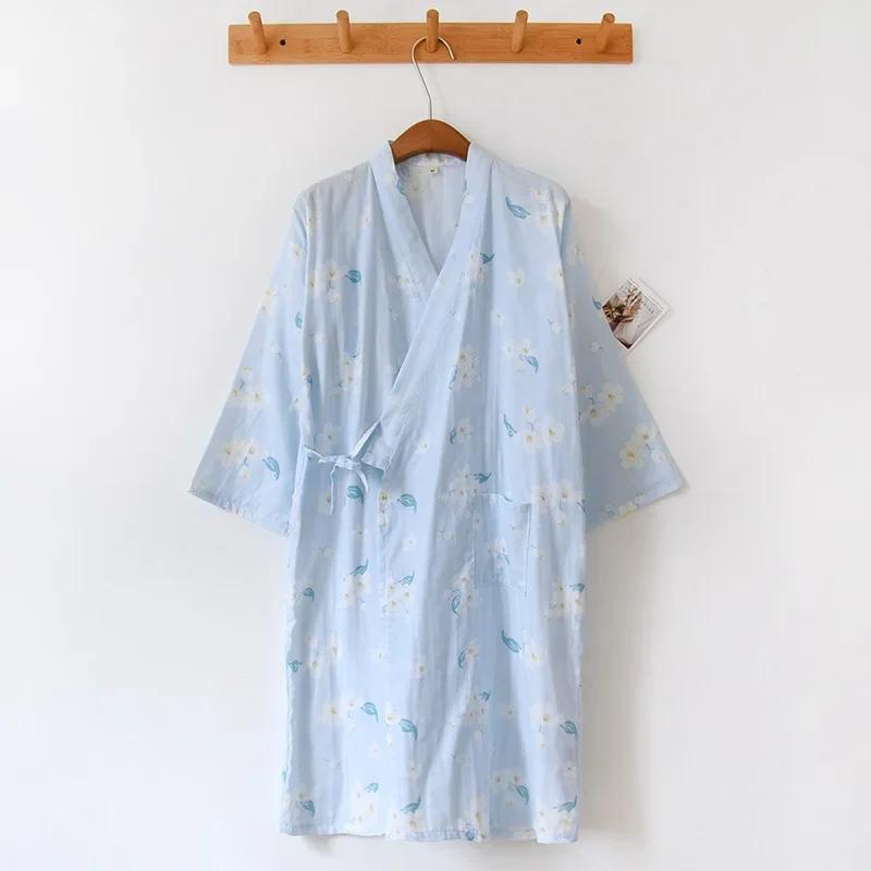 Ladies Cotton Kimono Bathrobe Loose Homewear Pajamas Robes for Women Multi Colors Printed Cardigan Sleep Wear Womens Robe