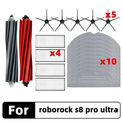 Kompatibilní pro Roborock S8 Pro Ultra, G20 A6900RR Hlavní boční kartáč Hepa filtr Mopovací utěrka Prachový sáček Náhradní díly Příslušenství