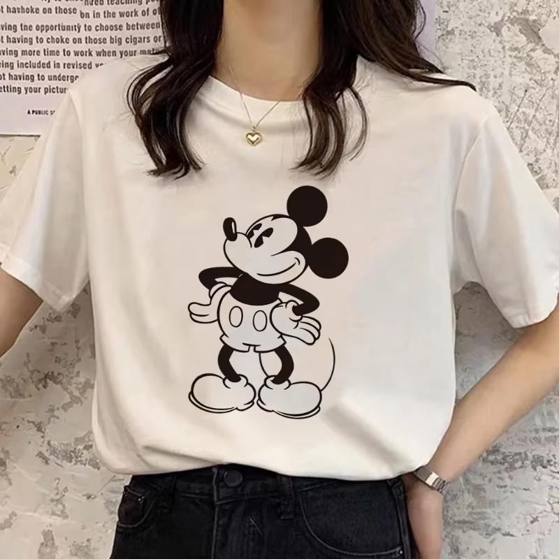 Retro Cartoon Womens Tshirt Mickey Mouse Harajuku Cotton Tshirt Fashion Womens Shirt Summer Top Short Sleeve Shirt