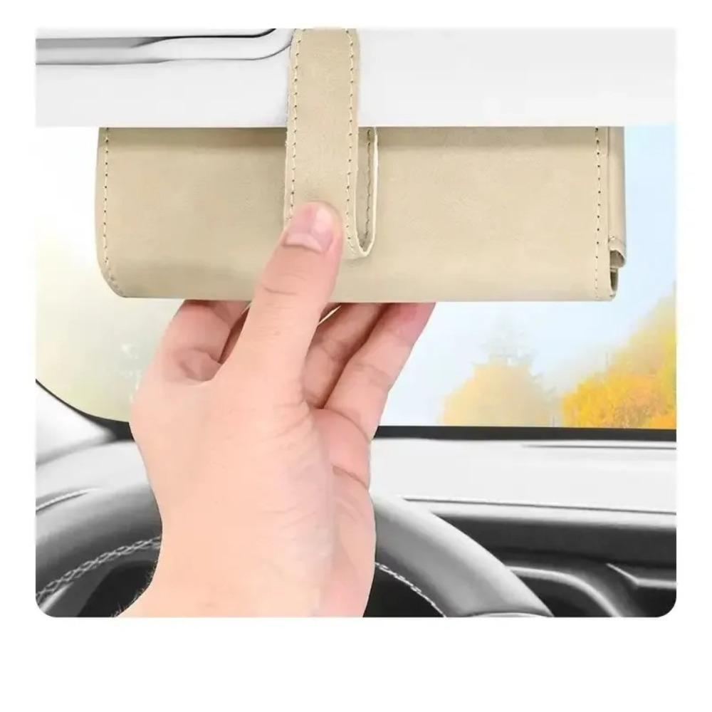Shock-proof Car Glasses Bag Suede Leather Sunglasses Case Sun Visor Glasses Case  Car  Interior