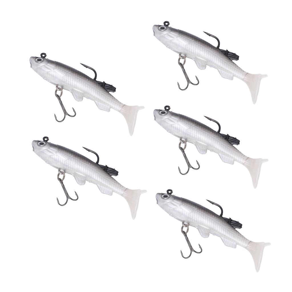 5pcs Soft Body Sinking Swimbait T Tail Soft PVC Bass Lure Trout Bait for Saltwater Freshwater
