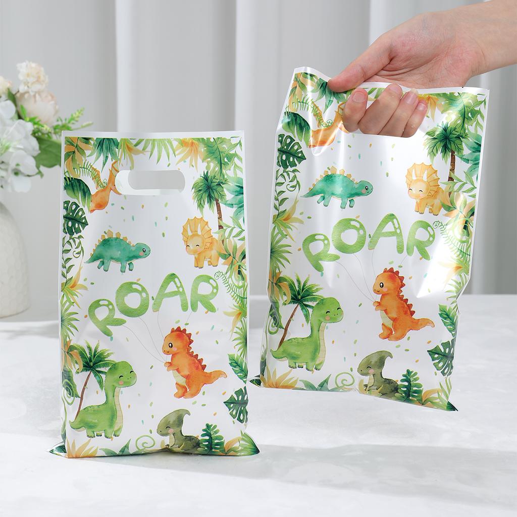 10/25/50pcs Hanging Dinosaur Gift Bags Candy Packaging Children's Birthday Bag Jungle Dinosaur Birthday Party Decor Kids Boys