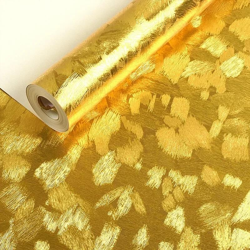 

Водонепроницаемые Роскошные Полосатые Обои Домашний Декор Современные Настенные Покрытия Рулон 9,5 м Дамаск Металлик Блеск Золотая Фольга Обои 53cmx9.5m