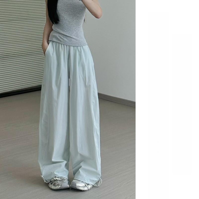 Womens Cargo Pants Summer Thin High Waist Wide Leg With Pockets For Casual Streetwear