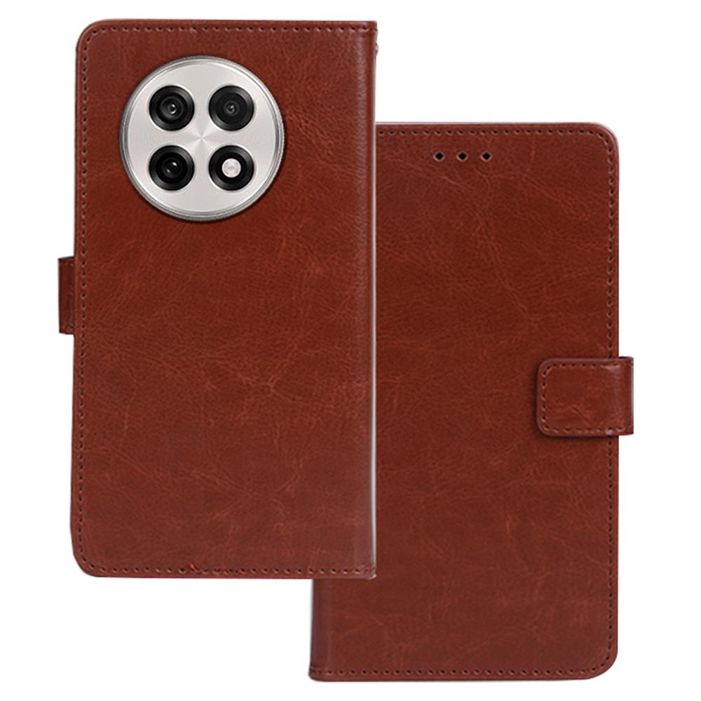 

For OnePlus 13R 5G Case Wallet Leather Phone Cover Crazy Horse Texture Brown