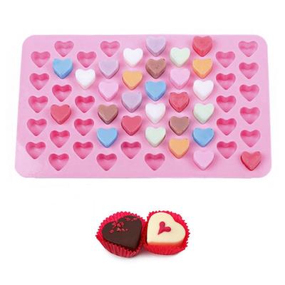 Molde de bolo de silicone com 55 buracos, mini coração, chocolate, fondant, gelatina, muffin