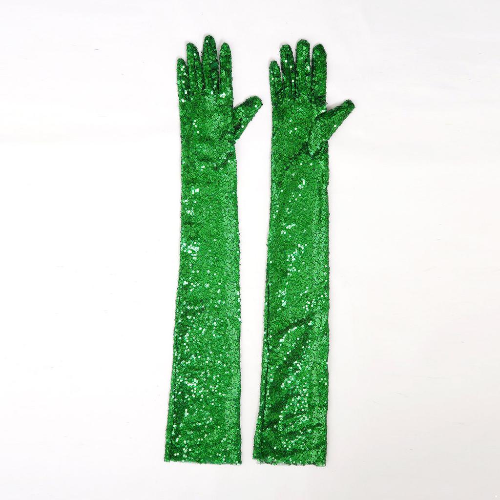 Vintage 1920s Shiny Sequins Gloves Finger Elbow Length Long Gloves for Opera Evening Performance Costumes Accessories
