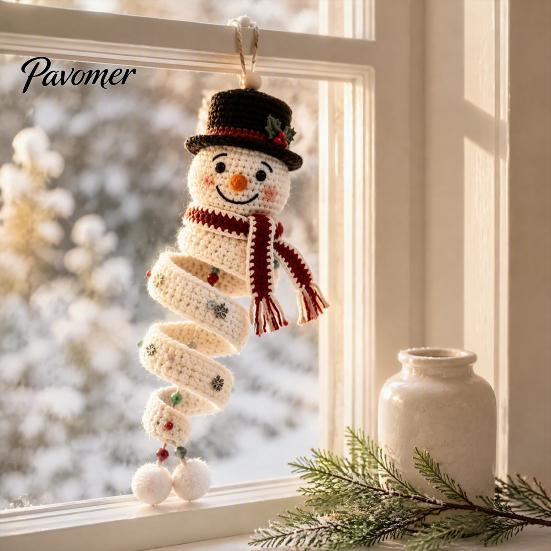 Decorazioni Stagionali Invernali Fai da Te Kit Uncinetto Pupazzo di Neve Appendiporta, Kit Artigianale Festivo Fatto a Mano per Principianti Set Parete di Natale, Finestra, Festa di Capodanno