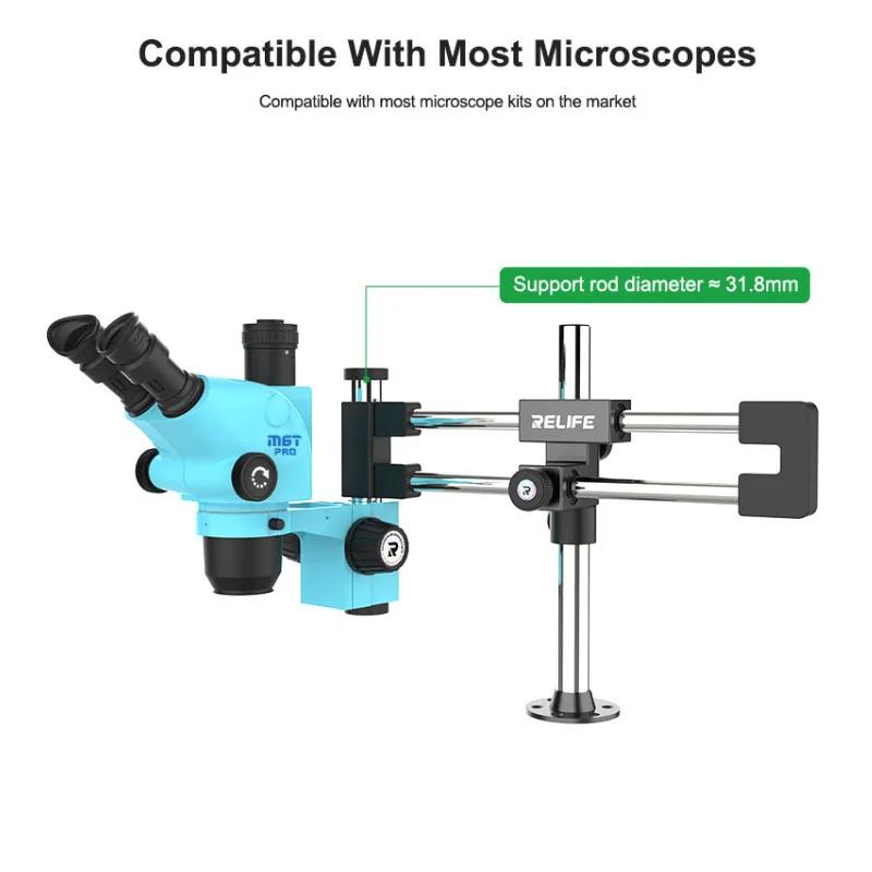 RELIFE MS2 Pro Doppel-Kugellager Doppel-Stangen Mikroskopständer 360° Drehung Hochfeste Vollmetall Mikroskop Halterung Arm Halter