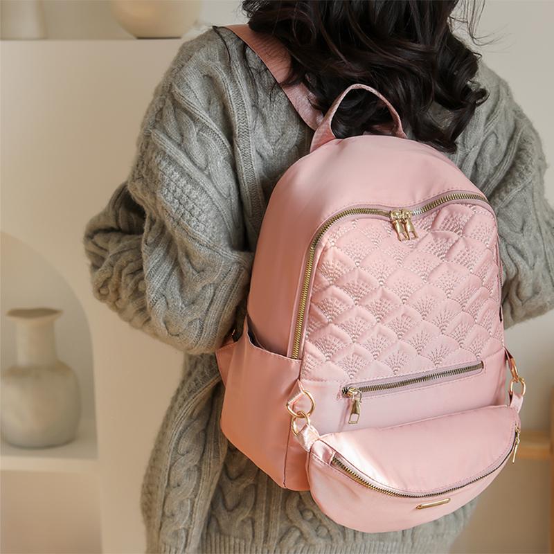 Ромбовидный рюкзак Женская сумка через плечо с буквенным принтом Дорожный рюкзак синий — фото 10