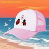Charming Ladybug Cartoon Mesh Trucker Hat Breathable Polyester Blend Casual Baseball Cap Adjustable Sun Hat