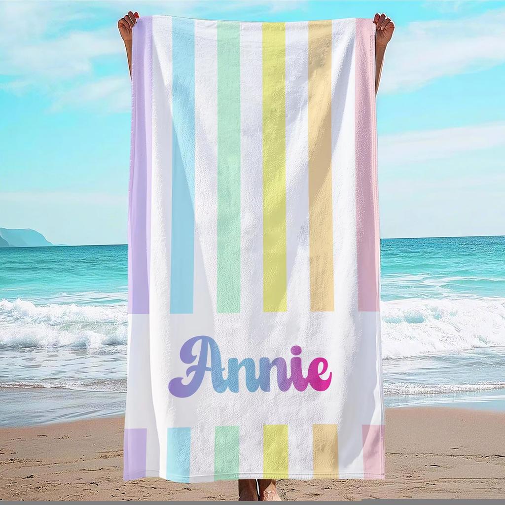 Personalized Striped Beach Towel Microfiber Towel Thin Quick Dry Absorbent for Beach Swimming Yoga Bath Sports