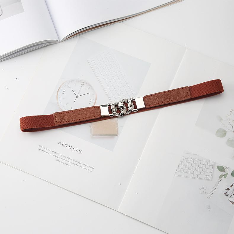 Elastisk Elastisk Enkelt Tynt Belte Damekjole Genser Blazer Midjeforsegling Svart