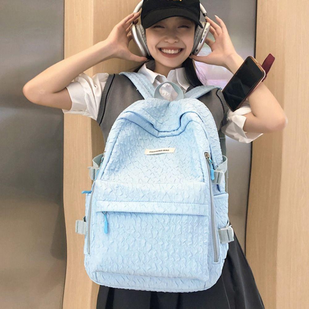 

Double Zipper Korean Style School Bag Oxford Casual Knapsack Japanese Large Capacity Backpack Kids синий