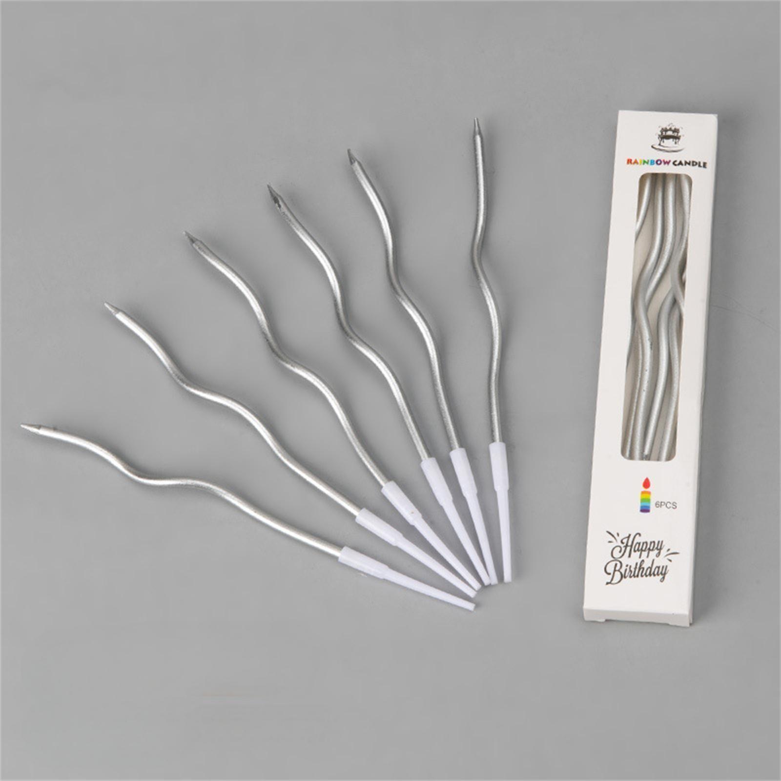 

Свечи на день рождения Спиральные свечи для торта Длинные тонкие свечи для торта Для свадебной вечеринки и украшения торта One Size серебряный