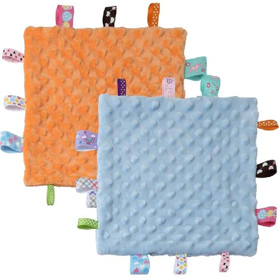 CREVENT Tag Security Blankets for Babies, Soft Small Taggie for Boys Girls, Baby Comforter Sensory Blanket, Great Gifts for Birthday Baby Shower