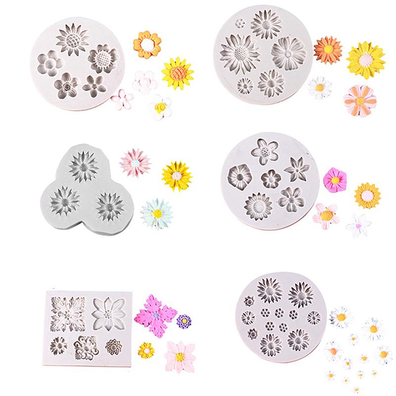 3D Mini Prästkrage Blomma Silikonform Diy Fondant Tårta Dekoreringsverktyg Bröllop Födelsedag Fest Choklad Godis Bakverk Bakform