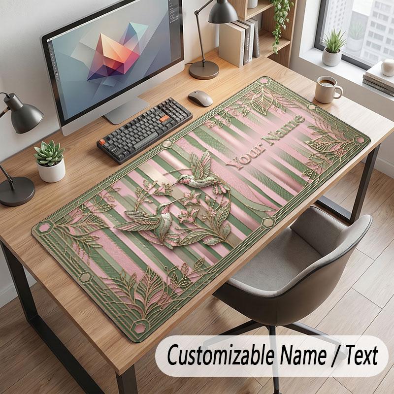 Floral Garden Theme Customized Mouse Pad Personalized Print Name Text Desk Mat For Home Office Table Decor