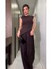 2026 Sleeveless Solid Color Top & Long Pants Set for Women - European & American Style