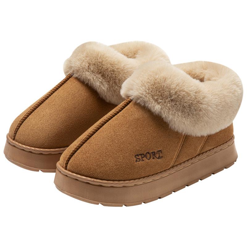 Suede Big Hair Mouth Indoor and Outdoor Home Thickened EVA Bottom Fluff Warm Couple Cotton Shoes