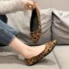 Single shoes women's 2025 spring new fashion flat pointed shoes leopard print women's flat shoes black beige